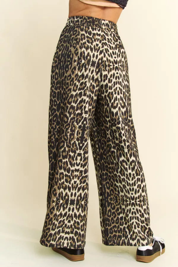 Leopard Brown Draw String Pants