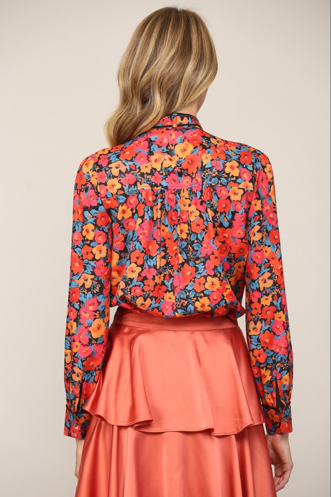 BOW TIE NECK BLOUSE PLUS