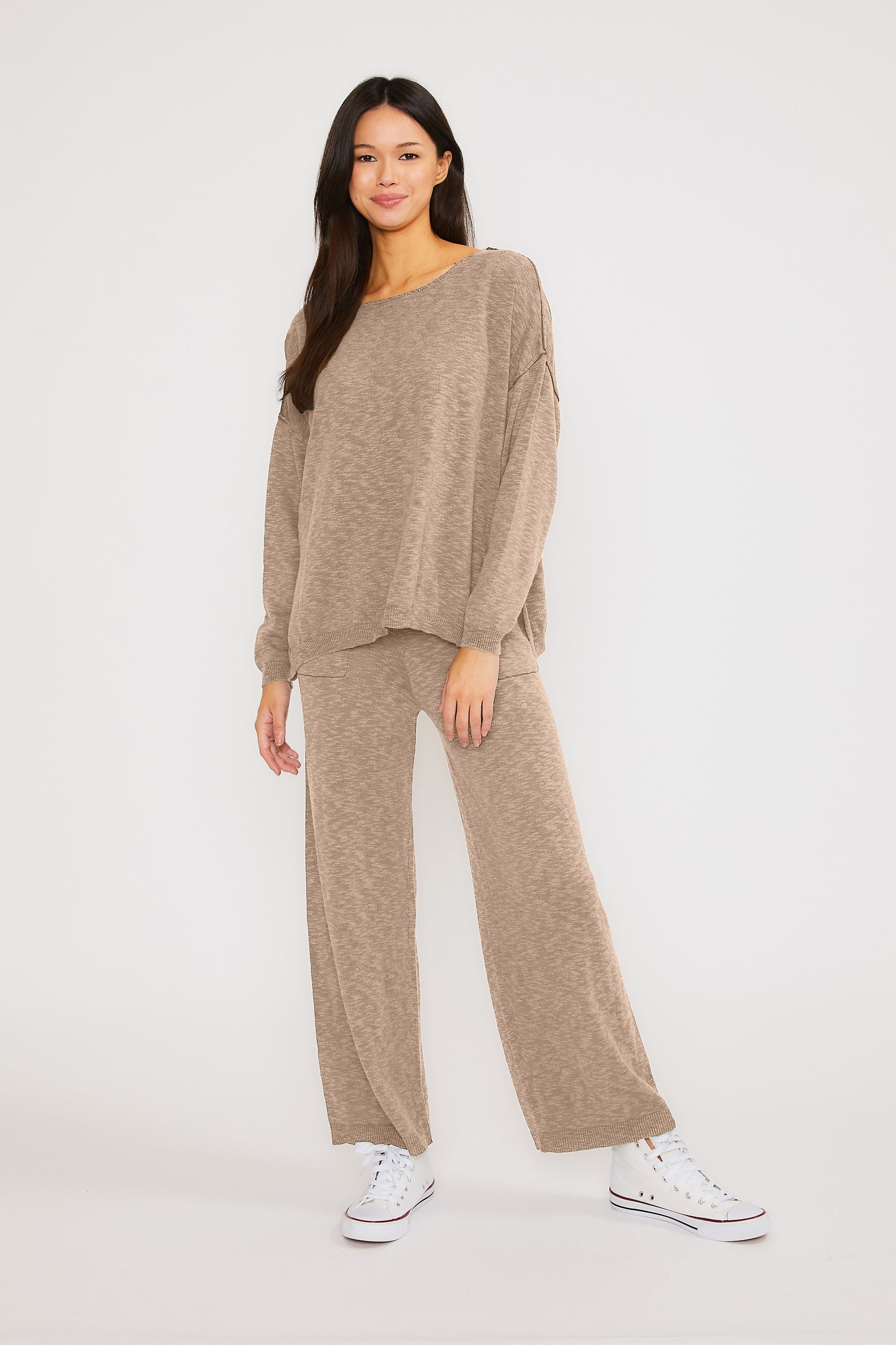 MOCHA SWEATER TOP + PANTS W/ POCKETS SET