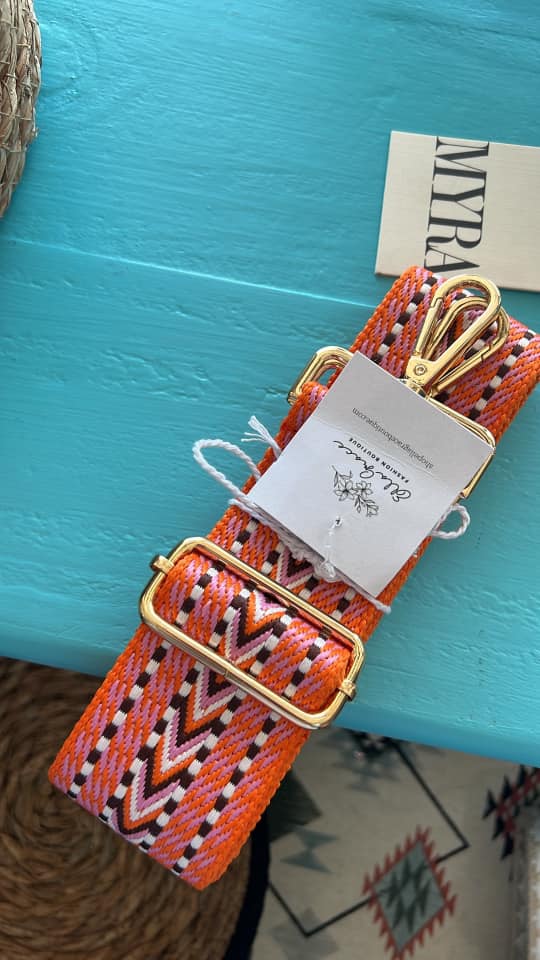 Orange/Pink Aztec Purse Strap