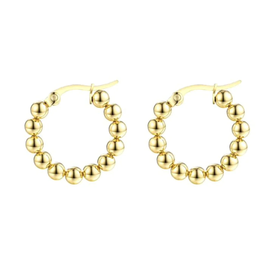 Gold Ball Huggie Hoops