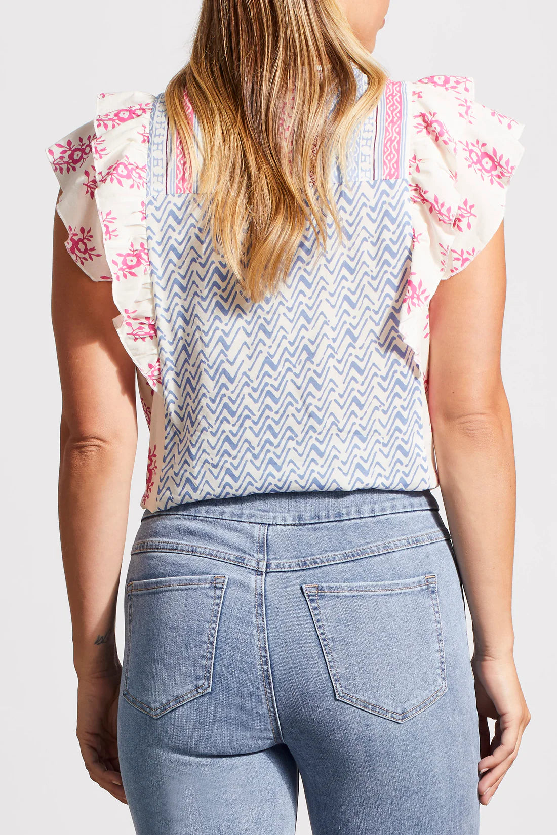 Tribal Mixed Print Blouse Hot Pink