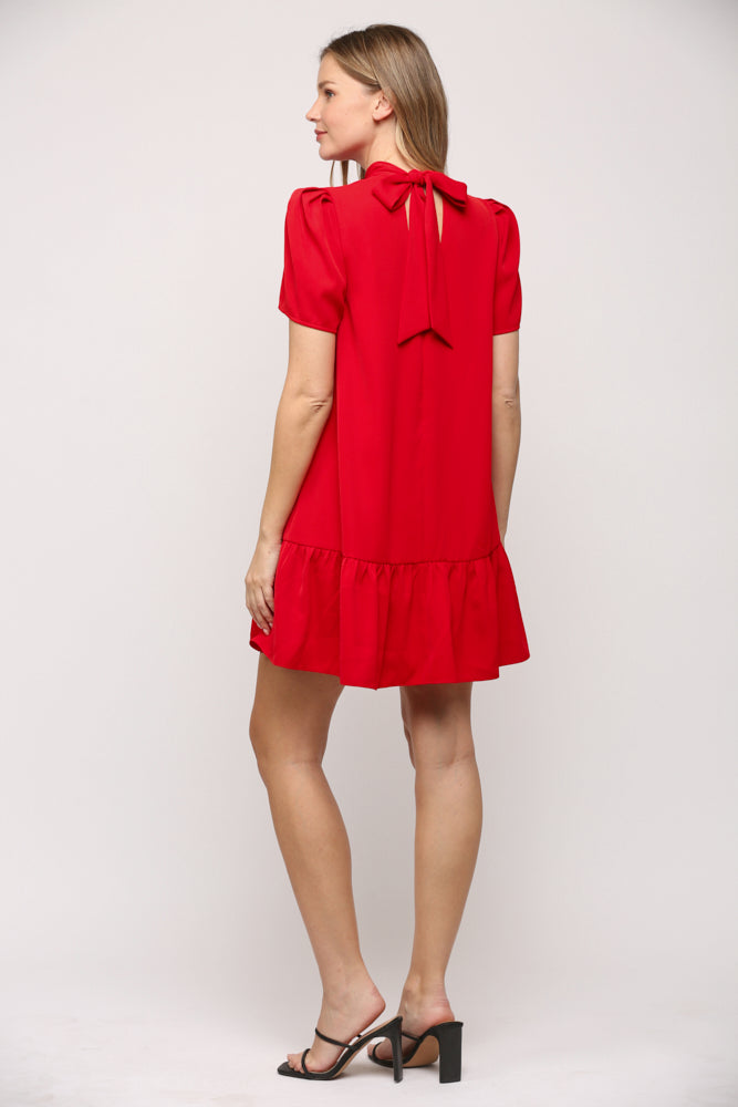 Red Ruffle Hem Dress