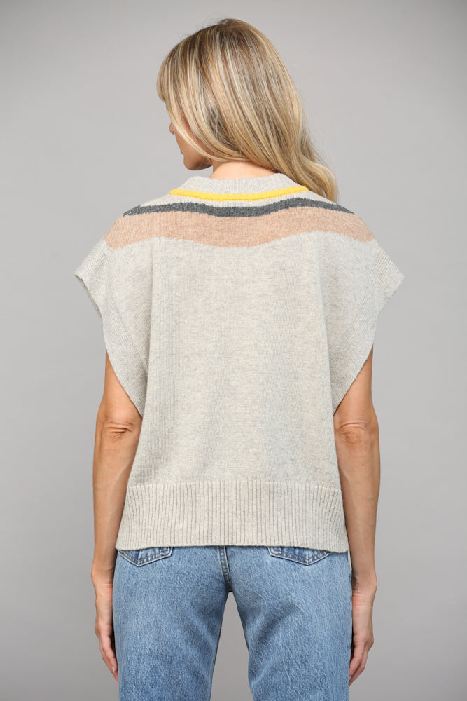 STRIPE V-NECK KNITTED VEST