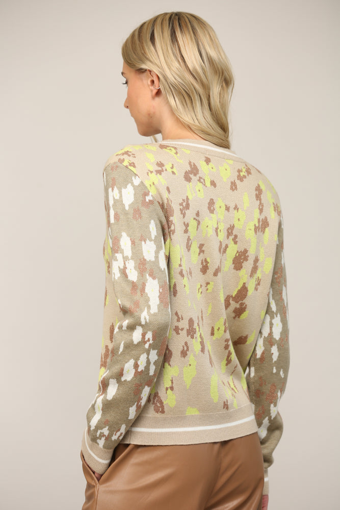 ANIMAL JACQUARD KNIT SWEATER TAUPE/OLIVE