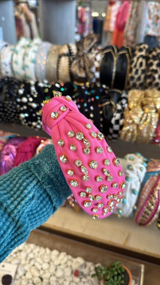 Pink W/ Clear Rhinestones Headband