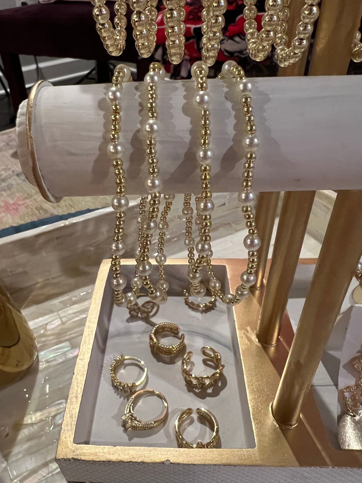 Pearl Beaded With Gold Bead