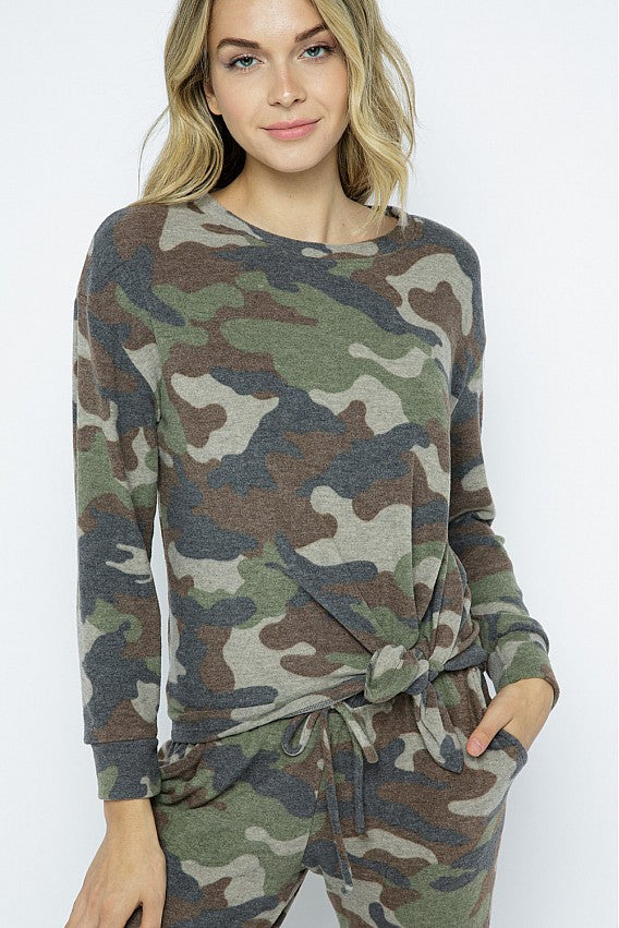 Camo Side Tie Top