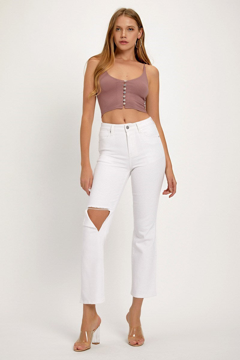 WHITE RELAXED DISTRESSED DENIM JEANS