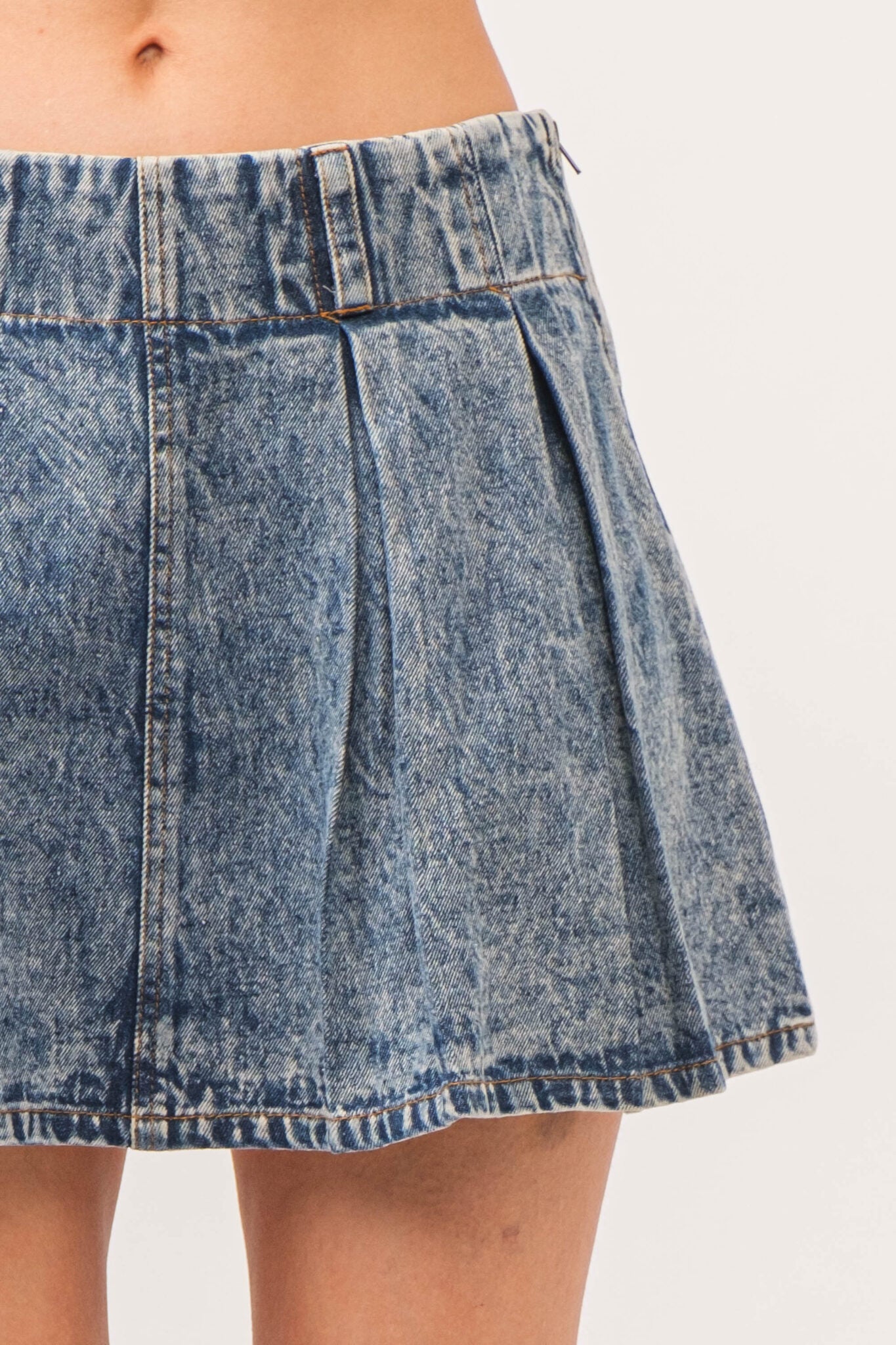 Colleen Pleated Denim Skirt