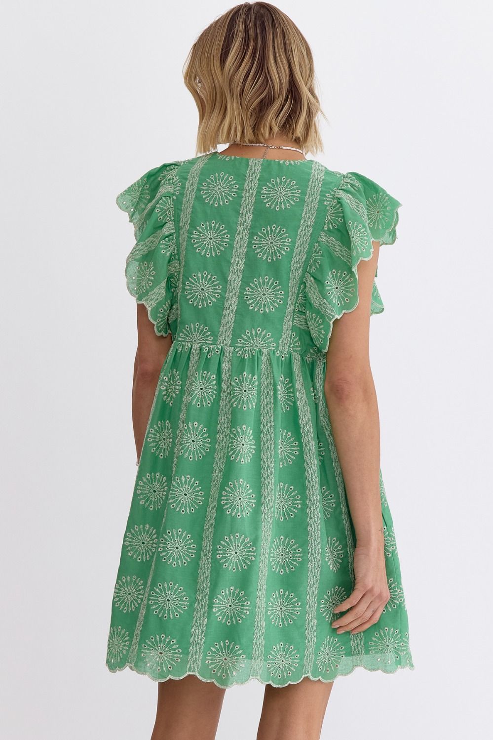 Apple Green Embroidered Sleeveless Dress