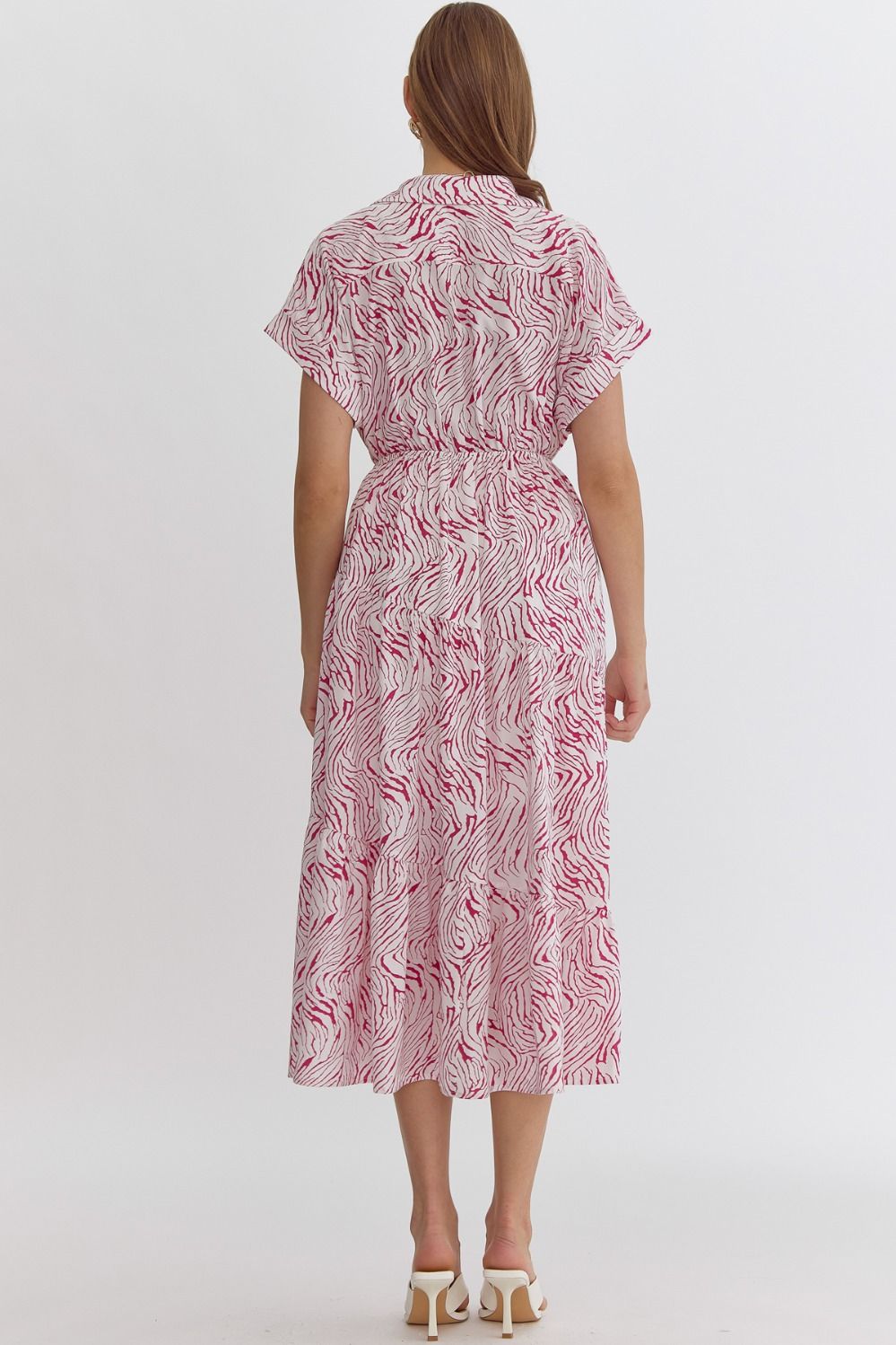 Pink & White Zebra Midi Dress
