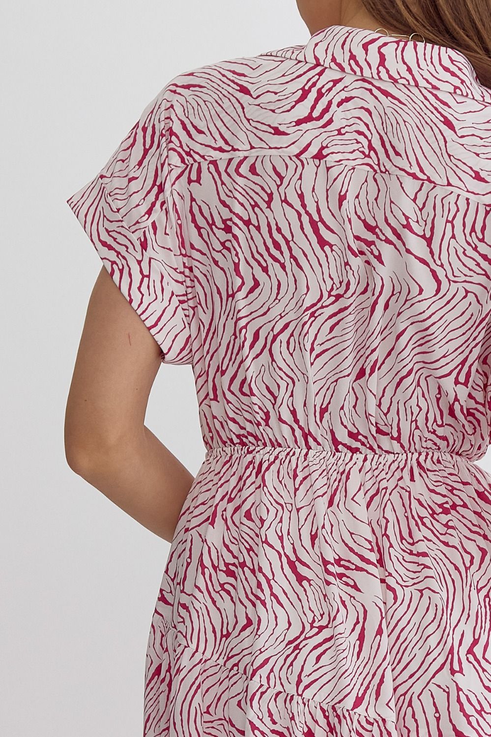 Pink & White Zebra Midi Dress