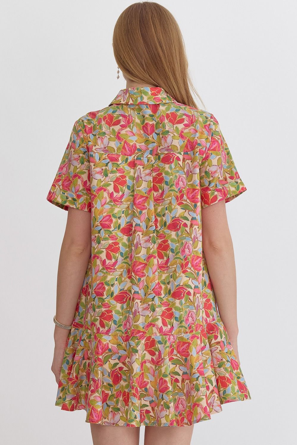 Chartreuse Short Sleeve Mini Dress