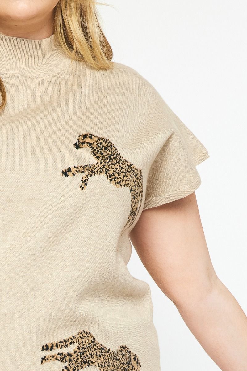 Leopard Print Mock Neck Sweater