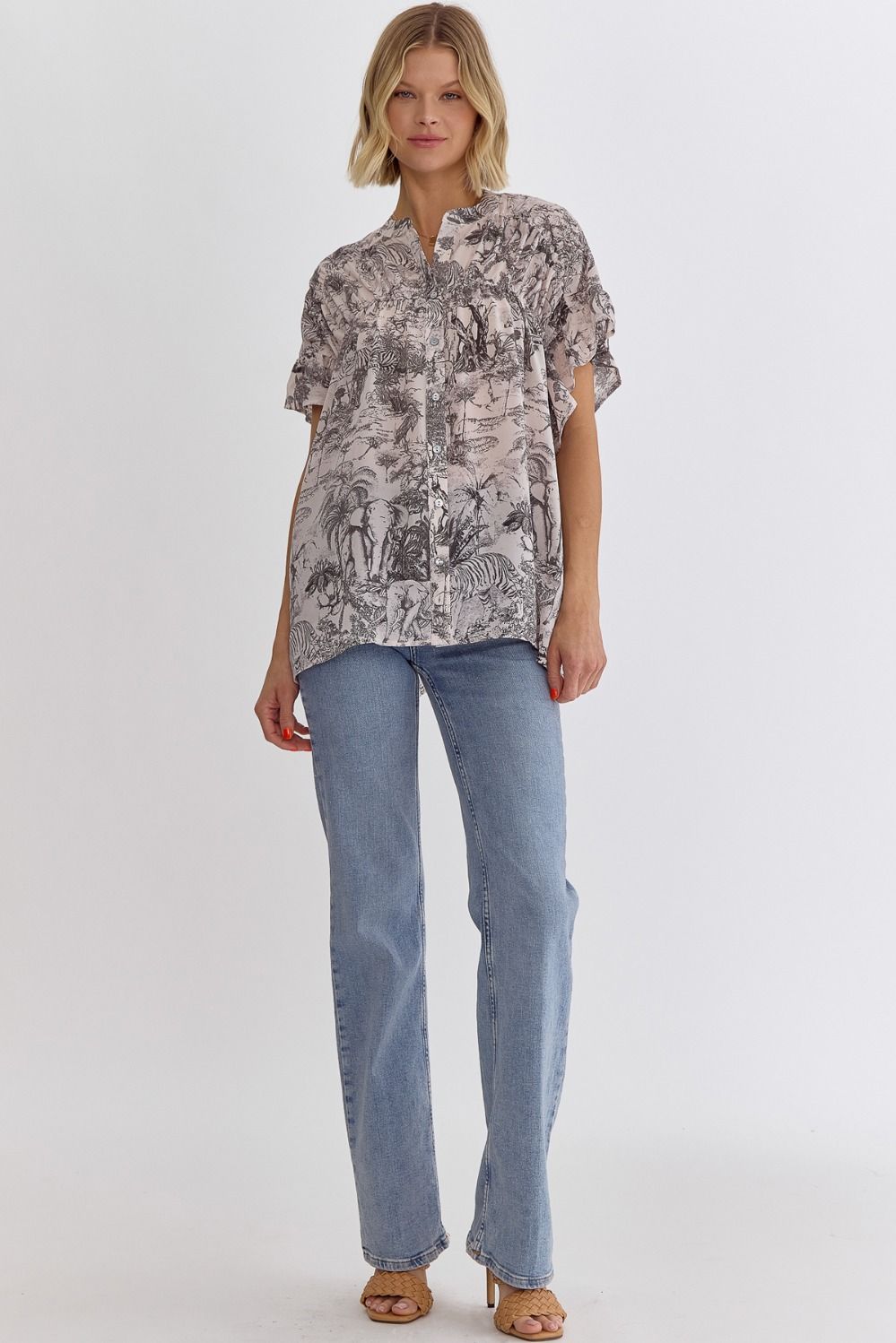 Charcoal Safari Print Top