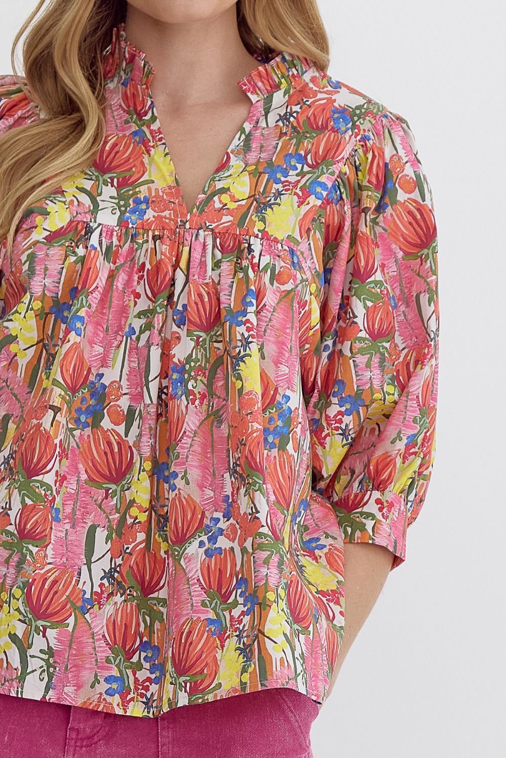 Pink Multi Flower Top