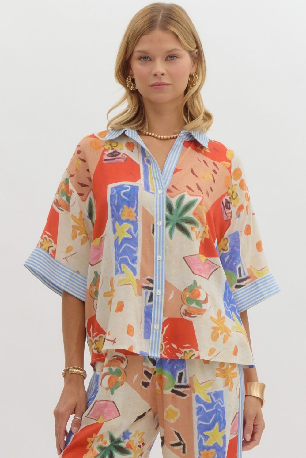 Resort Pattern Oversize Top