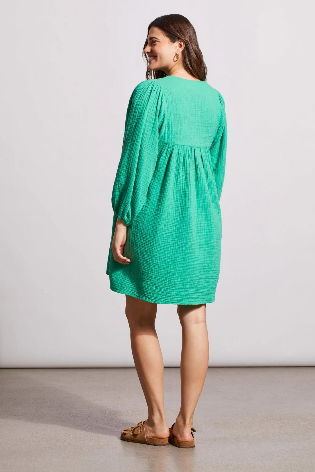 Jademist Cotton Gauze Puffy Sleeve Dress