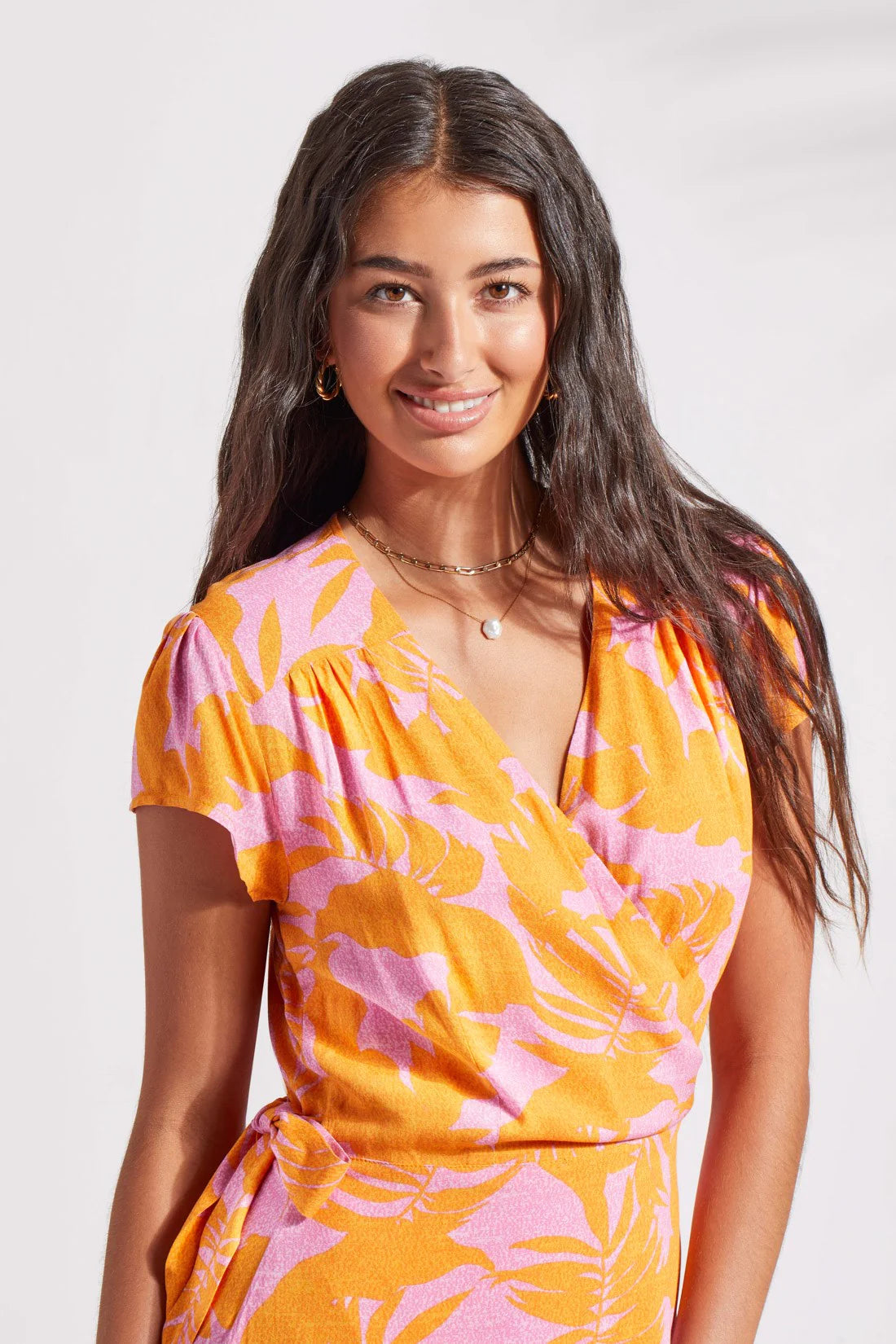 Canary Printed Maxi Dress WIith Short Sleeves