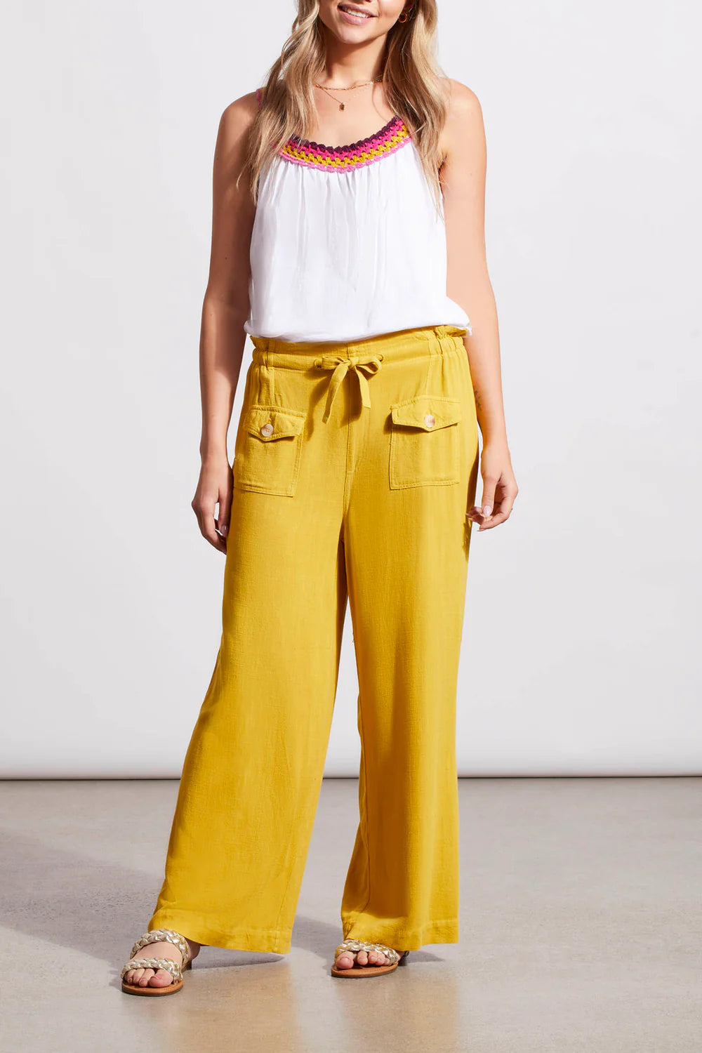 TRIBAL PAPERBAG PULL ON WIDE CROP PANTS