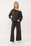MODAL BLEND BOAT NECK SWEATSHIRT W/ POCKETS