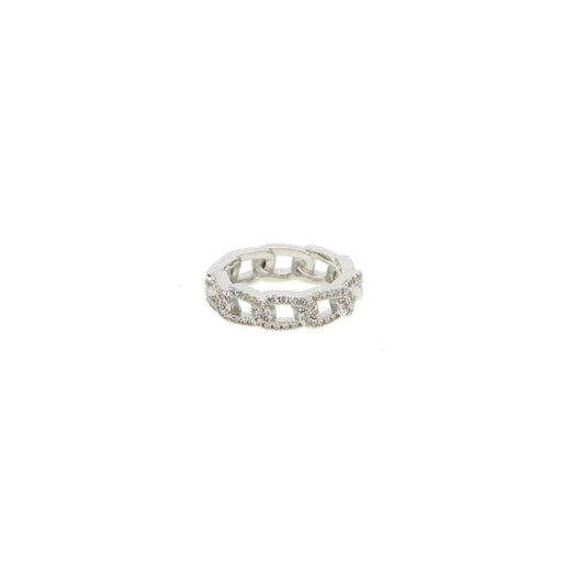 Pave Link Band Silver