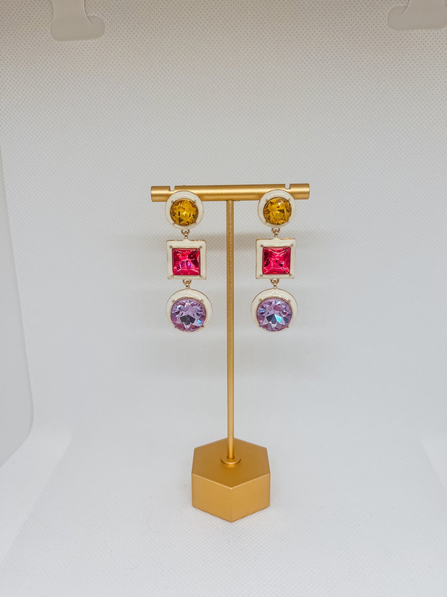 Purple and Pink Dangle Earrings