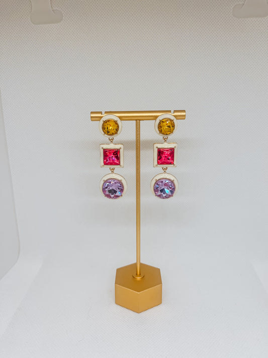 Purple and Pink Dangle Earrings