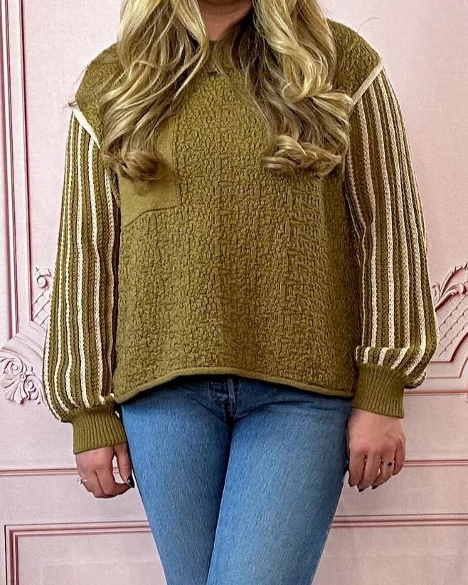 Olive Oversized Striped Sweater