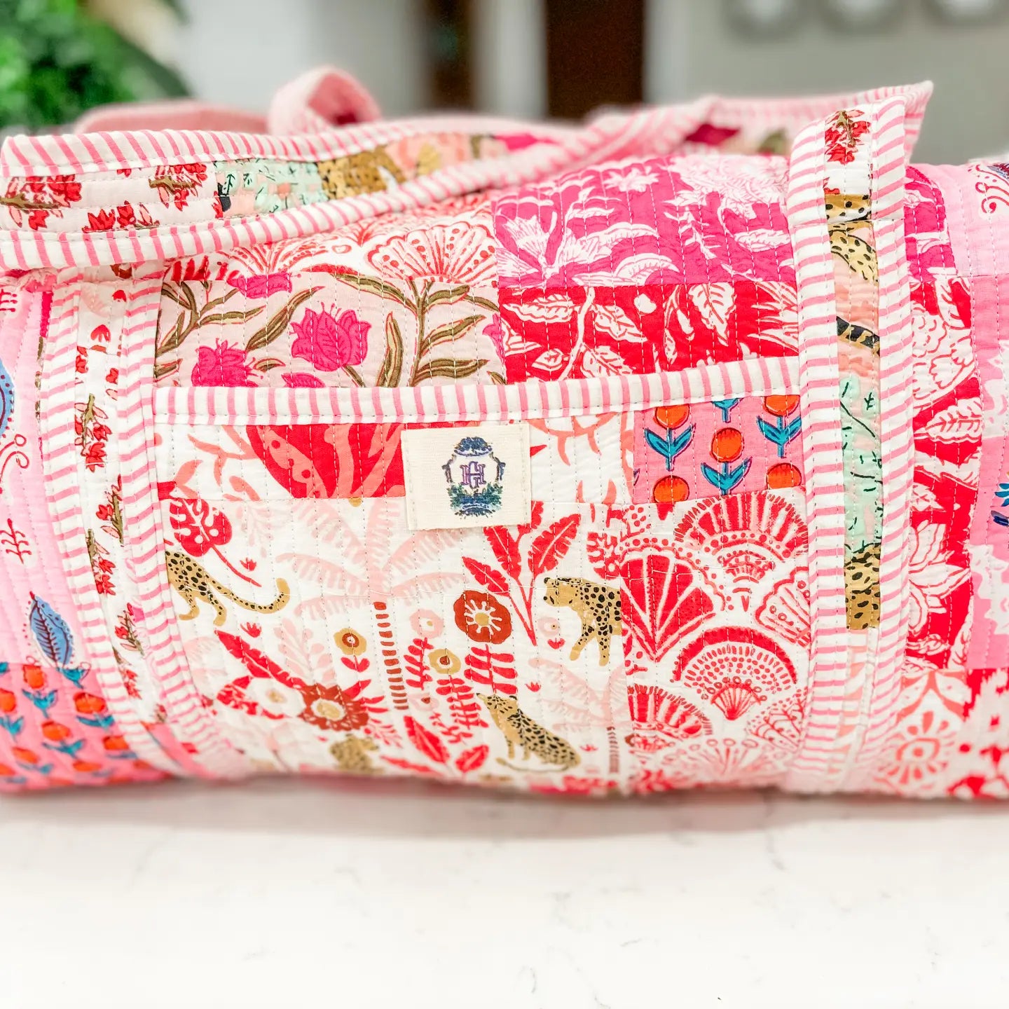 Pink City Large Quilted Duffel