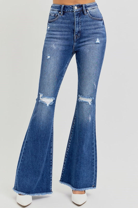 Dark High Rise Flare Jeans