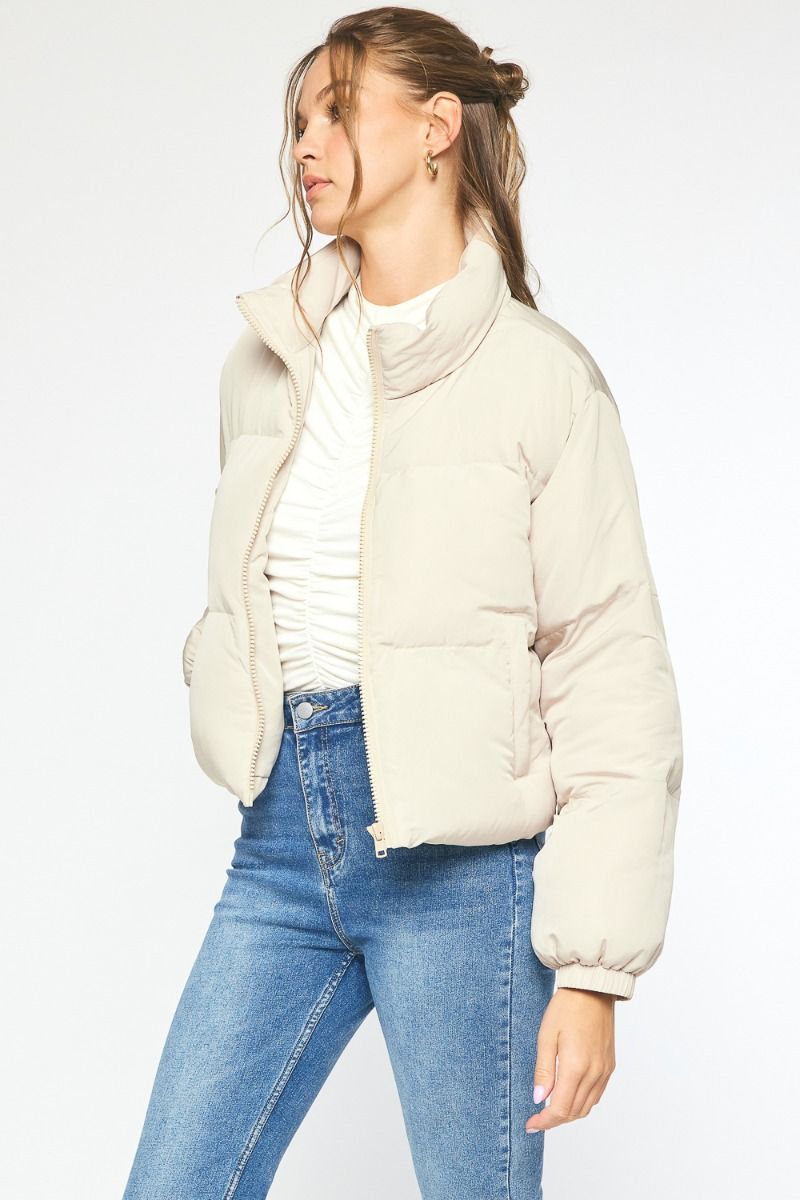 Cropped Puffer Zip-Up Jacket