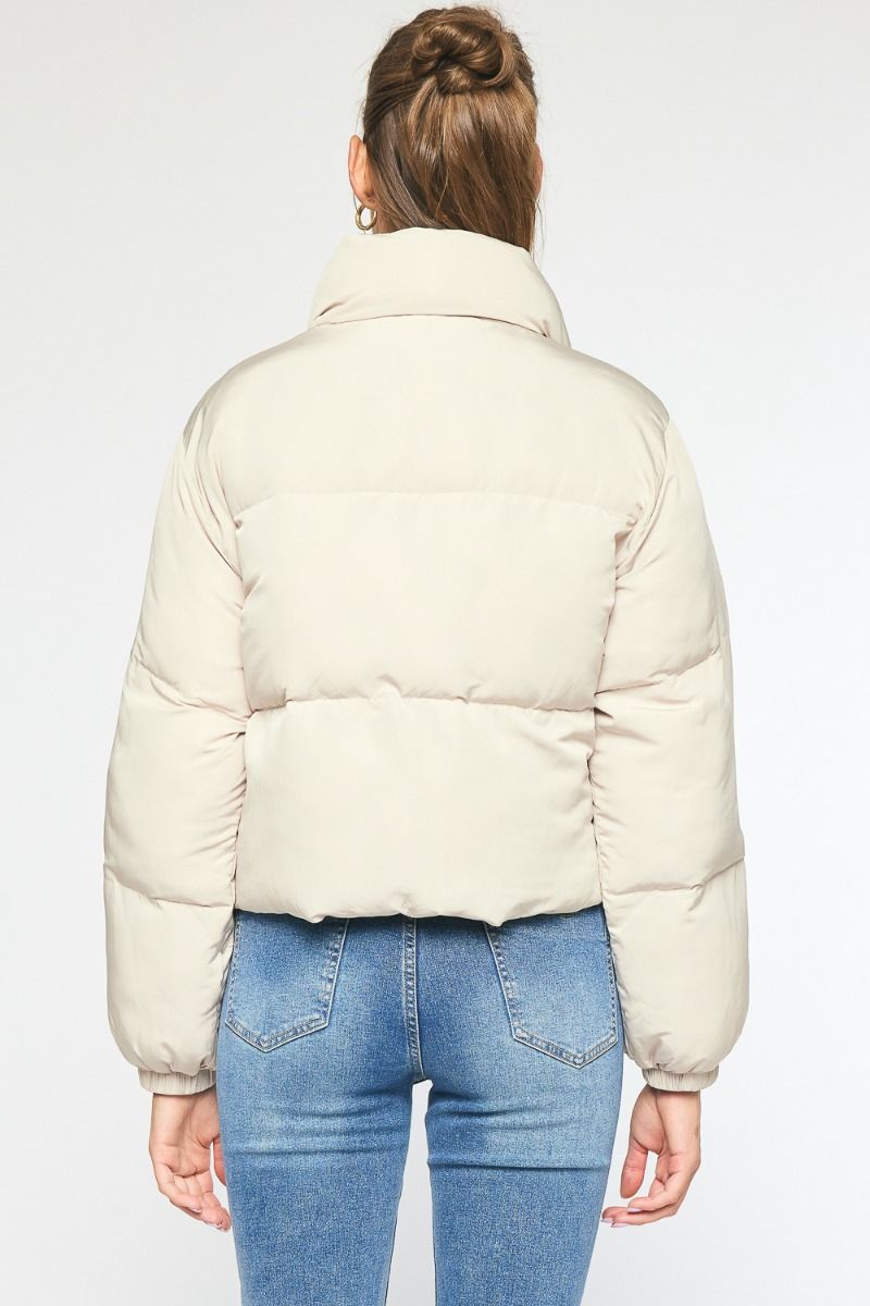 Cropped Puffer Zip-Up Jacket
