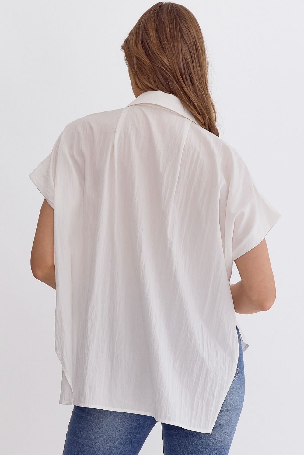 Off White Shortsleeve Flowy Top