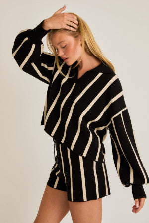 Black/Cream Stripe Set