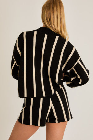 Black/Cream Stripe Set