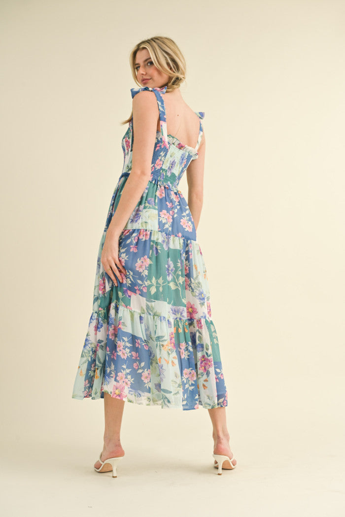 Skyblue Multi Floral Midi Dress