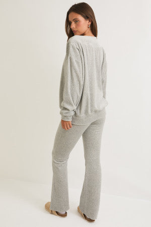 Grey V-Neck Cozy Flare Set