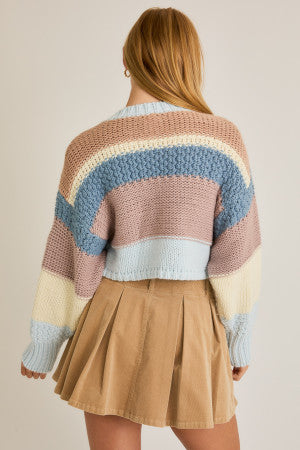 Light Blue Multi Crop Sweater