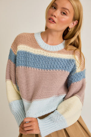 Light Blue Multi Crop Sweater